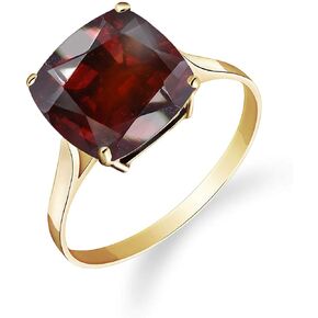 Galaxy Gold GG 14k Solid Yellow Gold Ring with Natural Checkerboard Cut Garnet - Size 9.5