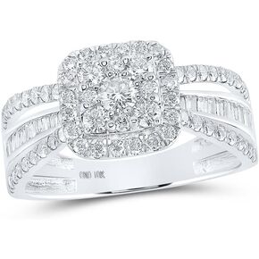 Jewels By Lux 10kt White Gold Womens Round Diamond Square Ring 1 Cttw