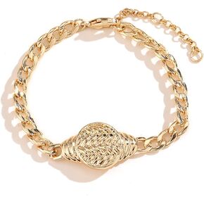 Upowka Gold Metal Bracelet Gold Woven Metal Bracelet with Sleek Circular Clasp and Wire Texture Unique Design Statement Bracelet for Women in Kuwait