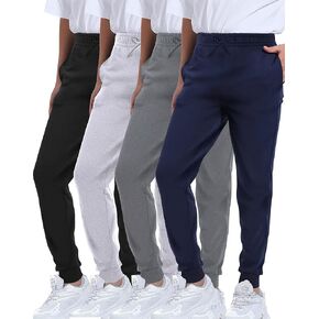 TELALEO 4 Pack Boys Sweatpants Active Athletic Jogger Pants Soft Cotton French Terry Little Big Kids
