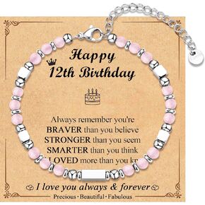 4-18 Year Old Girls Birthday Gifts, Sweet Tiny Gemstone Beaded Birthday Bracelets with Happy 4-18th Birthday Message Card for Daughter/Granddaughter/Niece/Sister/Best Friend