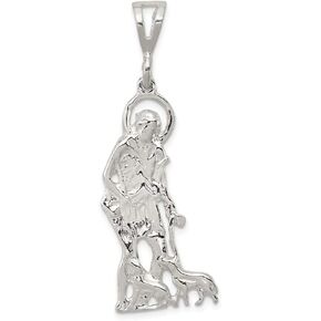 Solid 925 Sterling Silver and Textured Catholic Patron Saint Lazarus Pendant Charm