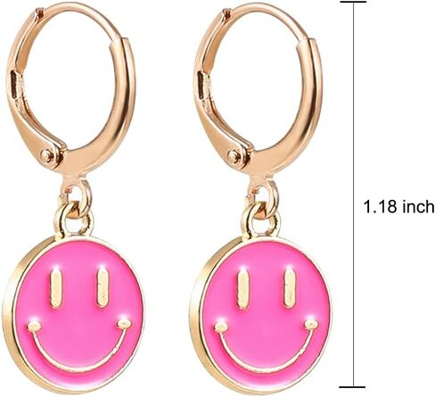 أقراط Preppy للفتيات في سن المراهقة النساء ابتسامة الوجه دلايات قلادة الذهب الصغيرة Huggie هوب استرخى إسقاط أقراط العصرية مجوهرات هدايا in Saudi Arabia