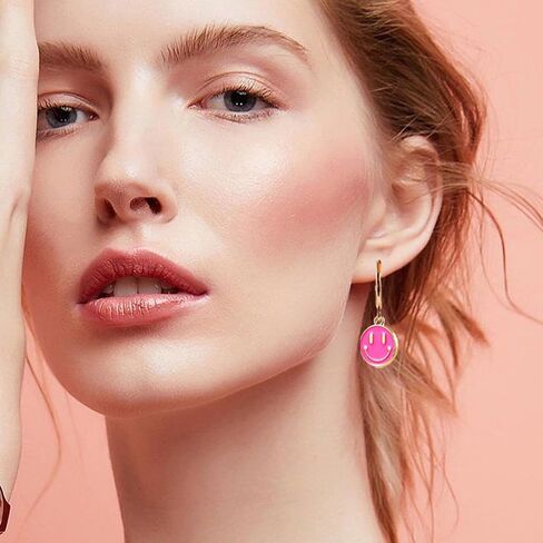 أقراط Preppy للفتيات في سن المراهقة النساء ابتسامة الوجه دلايات قلادة الذهب الصغيرة Huggie هوب استرخى إسقاط أقراط العصرية مجوهرات هدايا in Saudi Arabia