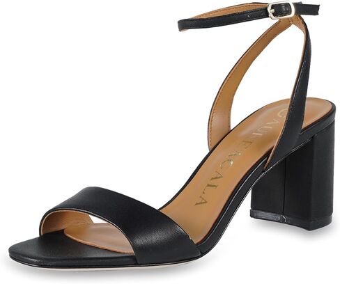 Women's Stylish Leather Chunky heeled sandals with leather outsolefor dressy summer in Saudi Arabia