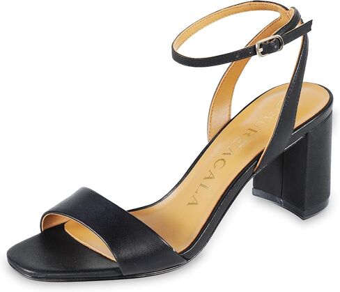 Women's Stylish Leather Chunky heeled sandals with leather outsolefor dressy summer in Saudi Arabia