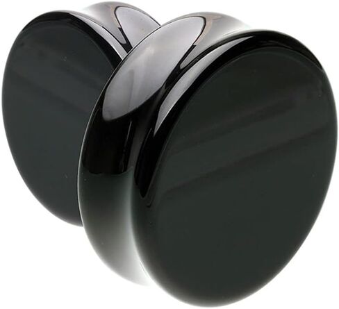 Supersize Black Agate Natural Stone Double Flared Ear Gauge Plug Earrings in Saudi Arabia