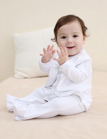 A&J DESIGN Baby Boy Tuxedo Gentleman Footie One-piece Romper with Bow Tie in Saudi Arabia