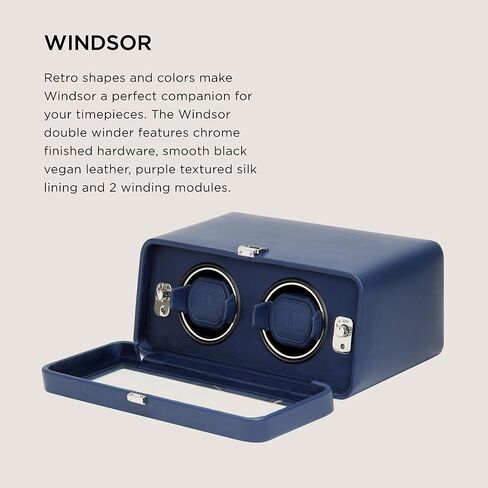 ملفاف ساعة مزدوج من WOLF Windsor مع غطاء زجاجي - ملاءمة آمنة مع سوار ديناميكي حاصل على براءة اختراع - جلد نباتي - يتضمن محول عالمي in Kuwait