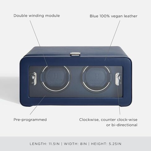 ملفاف ساعة مزدوج من WOLF Windsor مع غطاء زجاجي - ملاءمة آمنة مع سوار ديناميكي حاصل على براءة اختراع - جلد نباتي - يتضمن محول عالمي in Kuwait