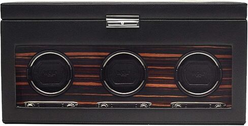 ملفاف ساعة WOLF Roadster مع مساحة تخزين، أسود - ملاءمة آمنة مع أساور ديناميكية حاصلة على براءة اختراع - جميع أحجام المعصم - غطاء من الجلد النباتي والزجاج - يتضمن محول عالمي in Kuwait