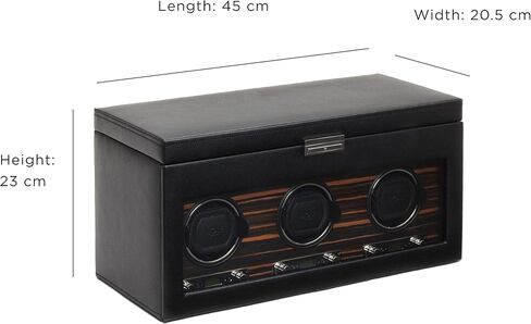 ملفاف ساعة WOLF Roadster مع مساحة تخزين، أسود - ملاءمة آمنة مع أساور ديناميكية حاصلة على براءة اختراع - جميع أحجام المعصم - غطاء من الجلد النباتي والزجاج - يتضمن محول عالمي in Kuwait