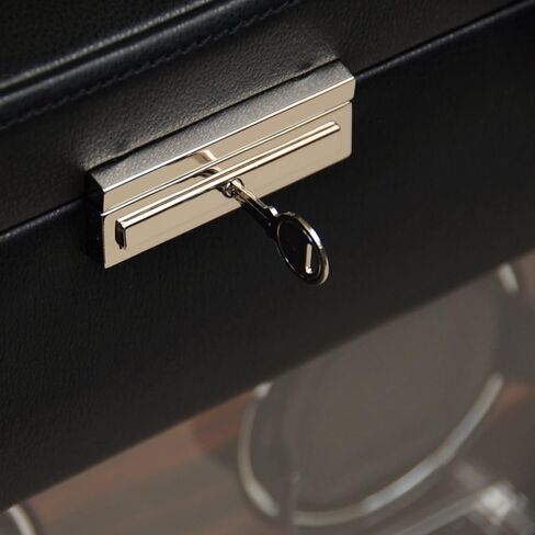 ملفاف ساعة WOLF Roadster مع مساحة تخزين، أسود - ملاءمة آمنة مع أساور ديناميكية حاصلة على براءة اختراع - جميع أحجام المعصم - غطاء من الجلد النباتي والزجاج - يتضمن محول عالمي in Kuwait