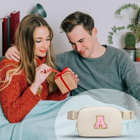 حقيبة حزام Gitus Fanny Pack حقائب كروس مع رقعة الحروف الأولية هدايا عيد ميلاد لطيفة للفتيات المراهقات أشياء رائعة للمراهقين أشياء Preppy العصرية للفتيات المراهقات (بيج-A) in Kuwait