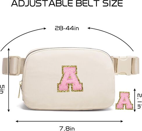 حقيبة حزام Gitus Fanny Pack حقائب كروس مع رقعة الحروف الأولية هدايا عيد ميلاد لطيفة للفتيات المراهقات أشياء رائعة للمراهقين أشياء Preppy العصرية للفتيات المراهقات (بيج-A) in Kuwait