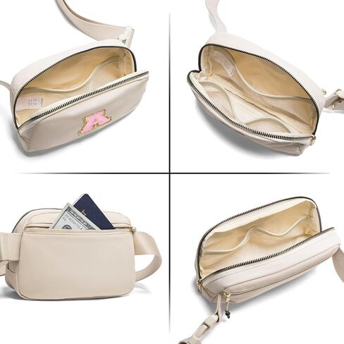 حقيبة حزام Gitus Fanny Pack حقائب كروس مع رقعة الحروف الأولية هدايا عيد ميلاد لطيفة للفتيات المراهقات أشياء رائعة للمراهقين أشياء Preppy العصرية للفتيات المراهقات (بيج-A) in Kuwait