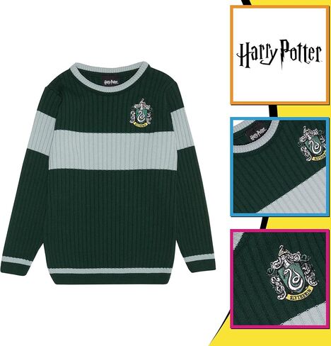Popgear Boy's Harry Potter Slytherin Quidditch Knitted Jumper Green/Heather Grey Sweaters in Kuwait