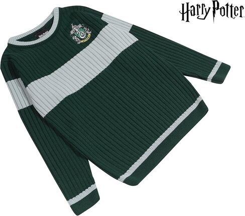 Popgear Boy's Harry Potter Slytherin Quidditch Knitted Jumper Green/Heather Grey Sweaters in Kuwait