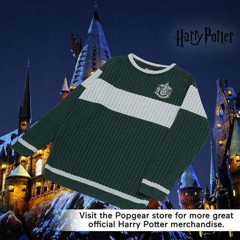 Popgear Boy's Harry Potter Slytherin Quidditch Knitted Jumper Green/Heather Grey Sweaters in Kuwait