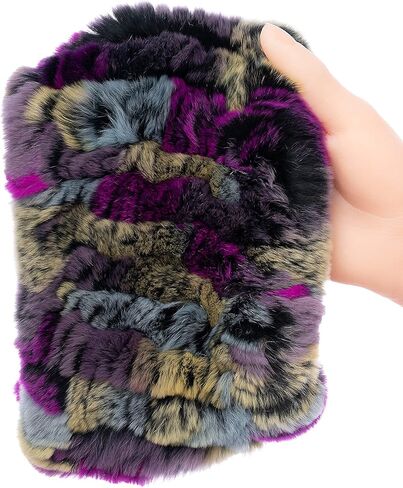 Real Fur Headband Women's Weather Rex Rabbit Fur Neck Loop Warmer Fluffy in Saudi Arabia