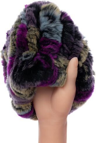 Real Fur Headband Women's Weather Rex Rabbit Fur Neck Loop Warmer Fluffy in Saudi Arabia