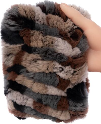 Real Fur Headband Women's Weather Rex Rabbit Fur Neck Loop Warmer Fluffy in Saudi Arabia
