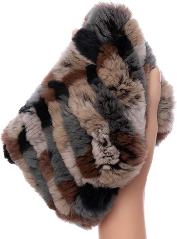 Real Fur Headband Women's Weather Rex Rabbit Fur Neck Loop Warmer Fluffy in Saudi Arabia