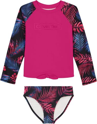 Calvin Klein Girls' Two-Piece Rashguard Swimsuit Set with UPF 50+ Sun Protection in Saudi Arabia