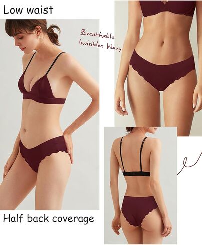LEVAO ملابس داخلية سلسة للنساء لا تظهر بيكيني من الحرير الجليدي يسمح بالتهوية محب متموج الجوانب غير مرئية سراويل داخلية S-XL in Kuwait