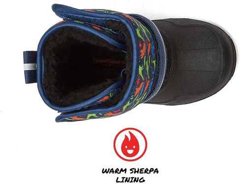 LONDON FOG Dex Waterproof Little Kid & Toddler Boys Snow Boots - Insulated Sherpa Lined Boy Winter Boots for Toddlers and Kids, Dinosaur or Camo - Toddler Size 5 to 10 and Kid Size 11 to 2 in Saudi Arabia