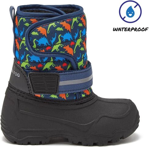 LONDON FOG Dex Waterproof Little Kid & Toddler Boys Snow Boots - Insulated Sherpa Lined Boy Winter Boots for Toddlers and Kids, Dinosaur or Camo - Toddler Size 5 to 10 and Kid Size 11 to 2 in Saudi Arabia