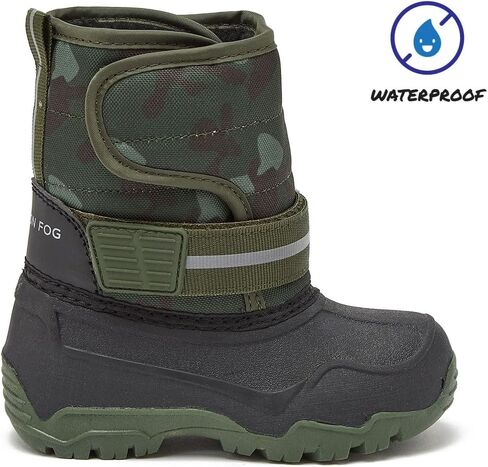 LONDON FOG Dex Waterproof Little Kid & Toddler Boys Snow Boots - Insulated Sherpa Lined Boy Winter Boots for Toddlers and Kids, Dinosaur or Camo - Toddler Size 5 to 10 and Kid Size 11 to 2 in Saudi Arabia