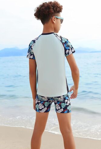 GRACE KARIN Boys Swim Set Swim Trunks and Short Sleeve Rash Guard Bathing Suits 5-12Y in Saudi Arabia