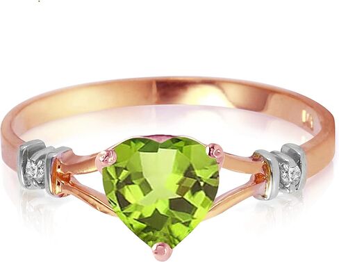 خاتم Galaxy Gold GG 0.47 قيراط من الذهب الوردي عيار 14 قيراط مع زبرجد طبيعي على شكل قلب وألماس أصلي in Kuwait