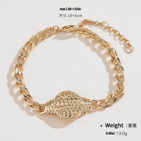 Upowka Gold Metal Bracelet Gold Woven Metal Bracelet with Sleek Circular Clasp and Wire Texture Unique Design Statement Bracelet for Women in Kuwait