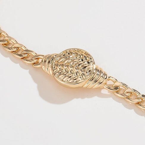 Upowka Gold Metal Bracelet Gold Woven Metal Bracelet with Sleek Circular Clasp and Wire Texture Unique Design Statement Bracelet for Women in Kuwait