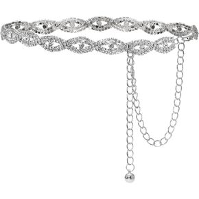 Rhinestone Chain Belts for Women Crystal Waist Belt for Dresses Wedding Bridal Belt