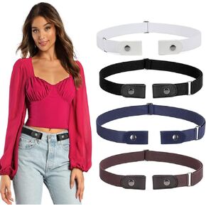 WERFORU No Buckle Women Men Stretch Belt Elastic Waist Belt for Jeans Pants Dresses-