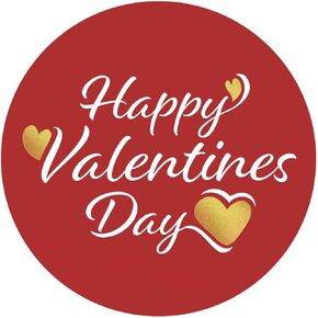 easykart labels 500 Red Valentine's Day Stickers with Golden Hearts in roll | 1.5" Round Size | Suitable for Valentine's Love Decorative Stickers Valentine's Day Decorations Accessories