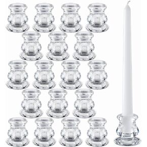 Amber Glass Candle Holders Bulk, 18PCS Taper Candles Candlestick Holders for Table Centerpiece, Birthday Event Party