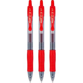 Pilot G2 07 Red Fine Retractable Gel Ink Pen Rollerball 0.7mm Nib Tip 0.39mm Line Width Refillable BL-G2-7 (3)