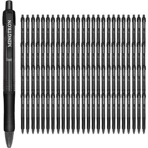 Gel Pens, 100 Pack Black Pens Fine Point, No Smear Ink Pens for Left Hand, Click Pens Bulk, Retractable Rollerball Pens for Smooth Writing, 0.5MM, Black Ink