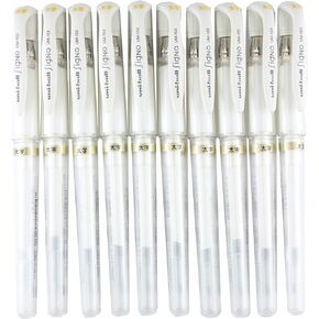 Uni Ball Signo UM-153,1.0mm, Gel Ink Rollerball Pens, White, 10 Set with MIYABI Stationery Original Pen Case Set(UM153.1x10)