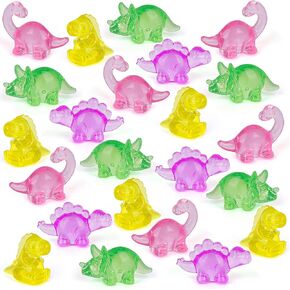 Acrylic Dinosaur Figurines - Set of 24 Mini Dinosaur Figurines - Translucent Plastic Dinosaur Toys for Kids - Plastic Dinosaur Figures in Various Pastel Colors - Dinosaur Party Favors for Toddlers