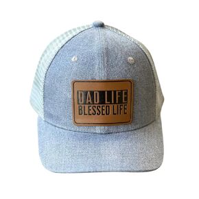 Dad Life Blessed Life Leather Patch Snapback Hat for Dads, Baseball Cap for Dads, Religious Fathers Day Gift For Christian Dad, Faith Based Dad Hat Mesh.