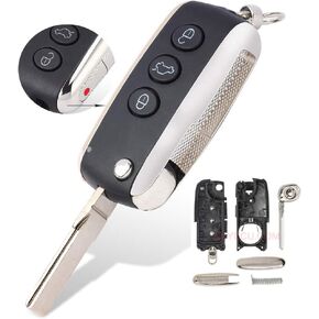 Flip Remote Key Shell Case Fob 3 Button for Bentley Continental GT GTC Mulsanne 2004-2016 P/N: KR55WK45032 (Empty Key Shell ONLY)