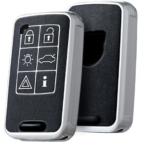 ELOHEI for Volvo Key Fob Cover, Premium Soft Full Protection Key Fob Case Compatible with Volvo S60 S80 V40 V60 V70 XC60 XC70 Key Shell Accessories (Black)