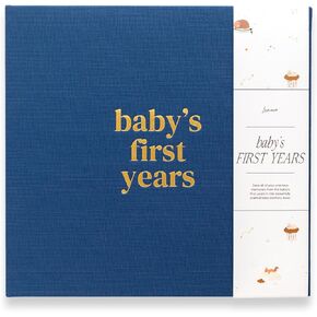 Lamare Baby Memory Book - Baby’s First Year Book, Linen Baby Book Keepsake, Baby Journal, Baby First Year Baby Keepsake Book, Baby First Year Photo Album with Pocket for Modern Families