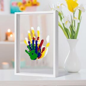 Liovsiso Clear Family Handprint Kit - Gifts for New Parents -Create Lasting DIY Crafts Keepsake Wooden Frame -Includes 5 Paint Colors - Transparent Sheets (Brown) in Saudi Arabia
