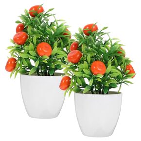 MERRYHAPY Artificial Plants 2pcs Bonsai Decor Fake Tree Foam Fruit Plant Bonsai Tree